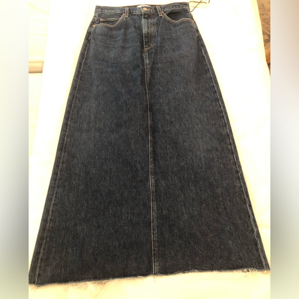 AGOLDE denim maxi skirt, dark wash, NWT- 520/521
